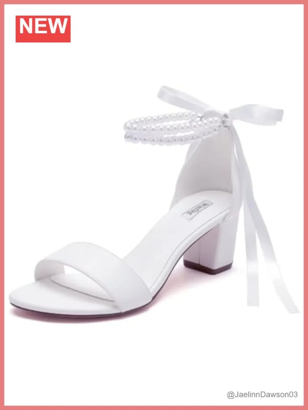 Pearl Wedding Shoes Open Toe Block Heel Sandals Bridal Chunky Heel